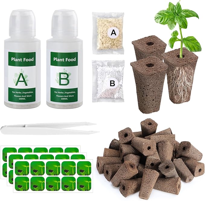 Bigmeta Hydroponics Pods Kit Compatible with IDOO/QYO/LYKO/ZUAIAI, 30 Pcs Square Seed Grow Sponges with A&B Solid Plant Food, for Hydroponics Growing Plants System