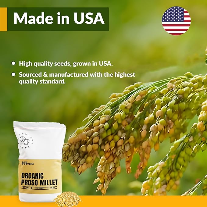 Old Potters Wildlife White Millet for Bird Feeding and Wildlife Bird attracting, Non-GMO and USA Grown, 25 lbs