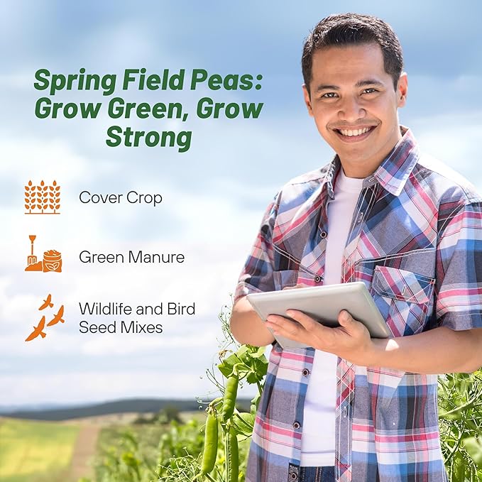 Outsidepride Dundale Spring Field Peas Seeds - 20 lbs. Annual, High-Protein Legume & Cover Crop Seeds for Forage, Food Plot, Gardens & Pastures - Ideal for Improving Soil Health, & Erosion Control