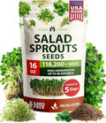 HOME GROWN Premium Sprouting Seeds Mix - Microgreens 118,200 Seeds for Indoor Growing - Non-GMO Broccoli, Alfalfa, Radish, Clover Sprouts Seed - 16oz Resealable Pack for Healthy Salad & Juicing