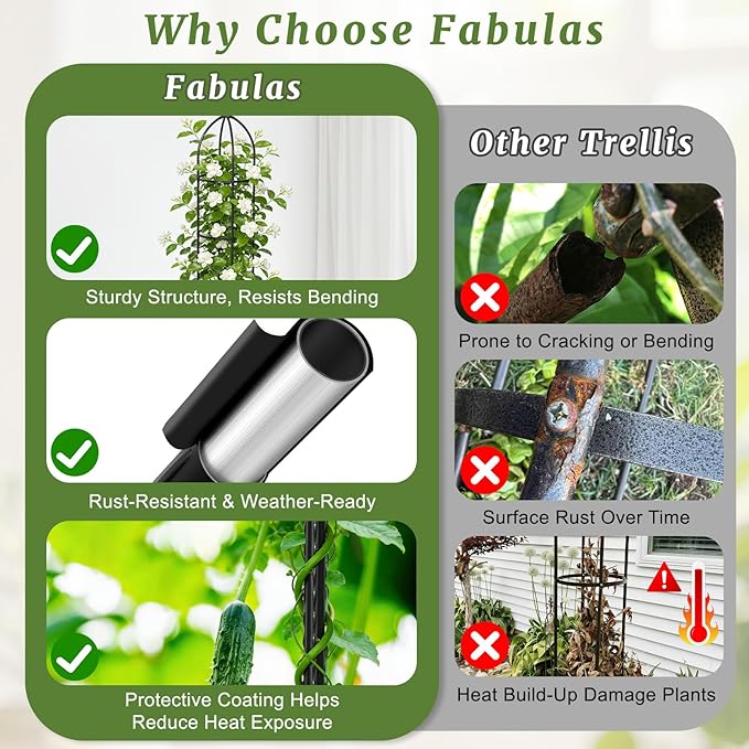 Obelisk Trellis for Climbing Plants, 6 Ft Garden Obelisk Trellis Rustproof Plastic Coated Metal Vine Plant Support Cage for Pots, Morning Glory, Clematis, Rose, Indoor and Outdoor Use, 2 Pack