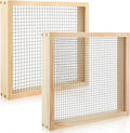 Mifoci 2 Pcs Soil Sifter Dirt Sifter for Gardening Light Wooden Rock Sifter 12.6 x 11.4 in Compost Sifter with 2 Sieve Mesh 1/4" and 1/2" Screen Sifter for Gardening Rock Sifter Soil Dirt Rock Compost