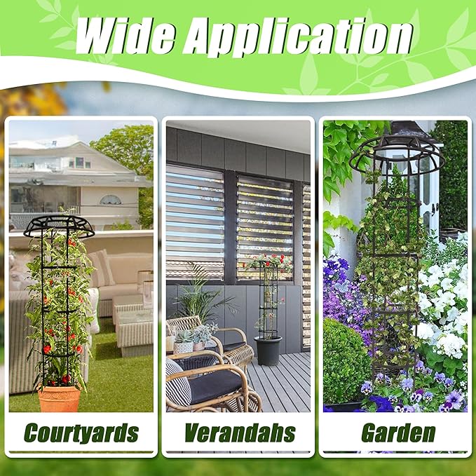 Garden Trellis for Climbing Plants Outdoor, 41.3 Inch Mushroom Top Trellis for Climbing Plants, Plant Trellis Support for Potted Plants Climbing Vine Rose Clematis Vegetable Trellis, 2 Pack