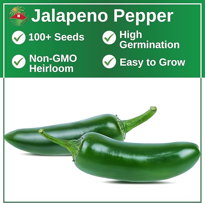 TKE Farms & Gardens - Jalapeno Pepper Seeds for Planting, 100+ Heirloom Non-GMO Seeds, Indoor & Outdoor Vegetable Garden, Perfect for Salsa & Hot Sauce