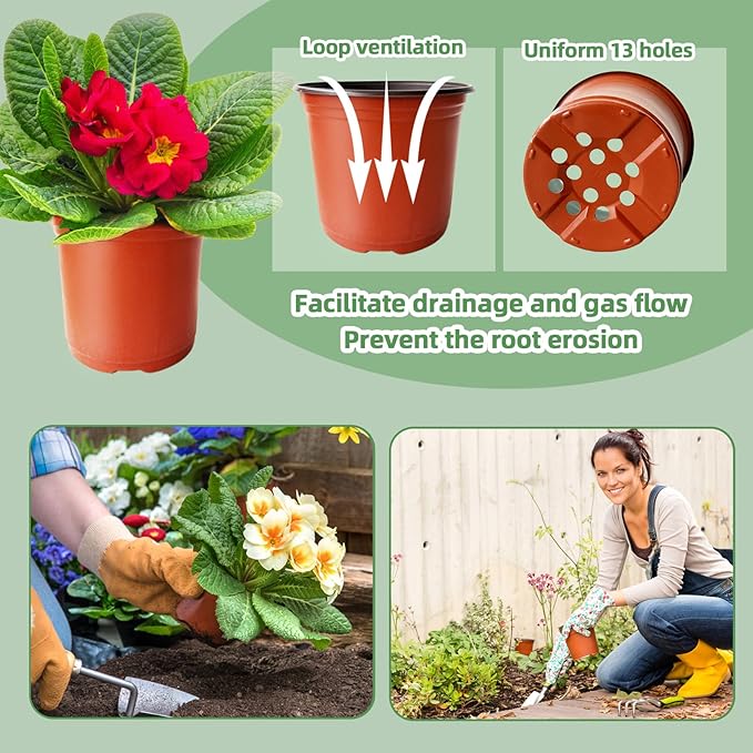 Baaxxango 100 Pcs Plant Nursery Pots,6 Inch Thicker Plastic Seedling Pots with Holes,Seed Starting Pot Flower Plant Container for Succulents,Seedlings,Cuttings,Transplanting