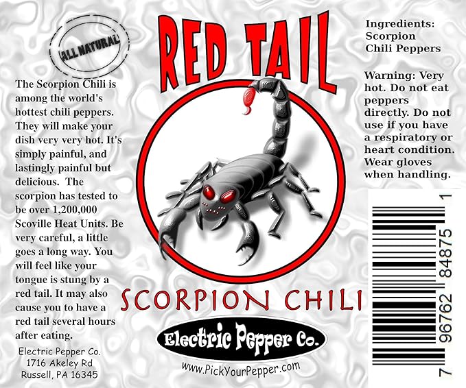 Red Tail Trinidad Moruga Scorpion Peppers – Whole Dried Pods, 5 + 2 Free (7 Total)