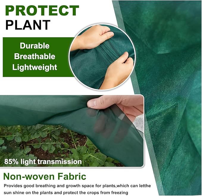 Plant Covers Freeze Protection 6.5x16.4 FT 1.2oz/yd² Green Frost Cloth Blankets for Outdoor Plants in Winter, Floating Row Cover for Vegetable Garden