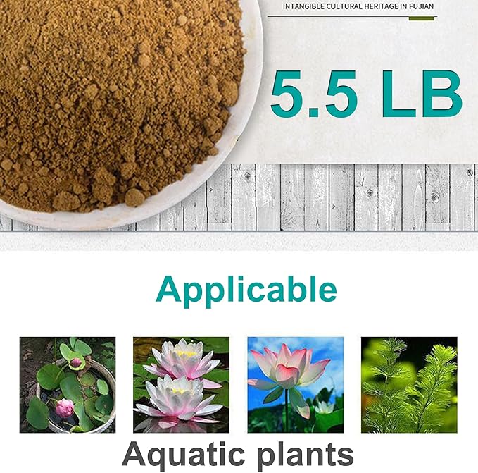 5.5 LBS Pond Plant Potting Media, Nutrient-Rich Aquatic Soil for Water Gardens, Supports Strong Root Growth