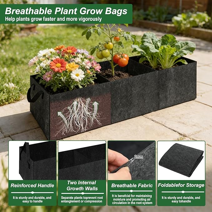 Cucumber Trellis with 46 Gallon Grows Bag, 51x17x65Inch Squar Outdoor Indoor Greenhouse Tomato Cage, Garden Trellis with Plant Support Clips for Climbing Plants Squash, Vegetables, Pumpkin, Pea, Grape