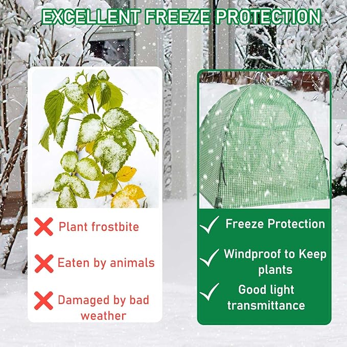 2 Pack Plant Freeze Protection Covers Winter Shrub Covers Plant Frost Protection Tent, Warm Plant Tents Protecting Fruit Potted Plants Tree from Freezing Animals Eating ((22x22x23in, PVC Grid))