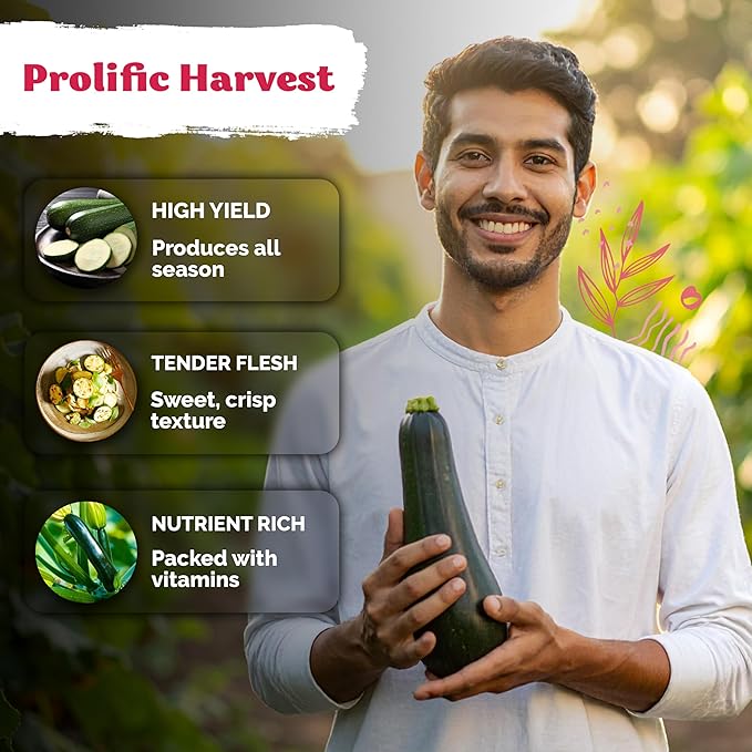 KVITER 50 Black Beauty Zucchini Summer Squash (Cucurbita Pepo) Seeds – High-Yielding Heirloom for Gardens and Beds – Dark Green Fruits, Tender Flesh, Excellent for Cooking