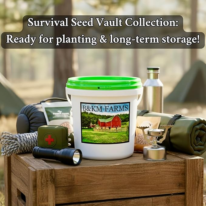 Beginner Survival Seed Vault: 10,000+ Heirloom & Non-GMO Seeds (20 Easy to Grow Varieties) by B&KM Farms