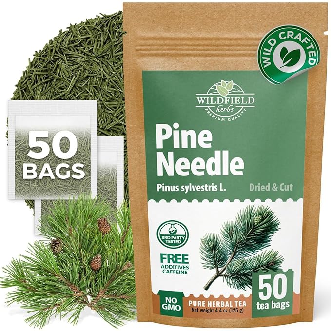 50 Bags Pine Needle Tea Dried Pine Needles Herb Tea (Pinus Koraiensis) - 50 Count 1.5g Bags Dried Needle Leaf Aguja De Pino