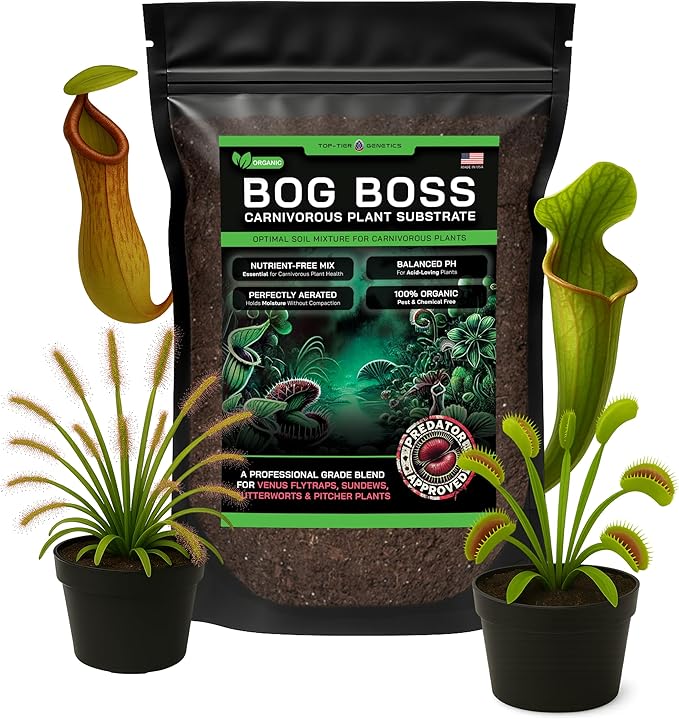 BOG BOSS - Premium Carnivorous Plant Soil Blend | Ideal for Venus Flytraps, Sundews, Nepenthes Pitcher Plants & Butterworts (4 QTS)