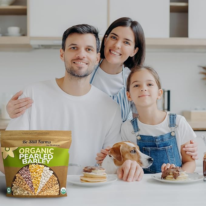 Be Still Farms Organic Pearl Barley Grain (4.8lb) - Pearled Barley Seeds for Soup Pot in Bulk - Not Hulled | Similar to Hulless Barley | Quick Cook Barley for Porridge Cereal | USDA Organic | Vegan