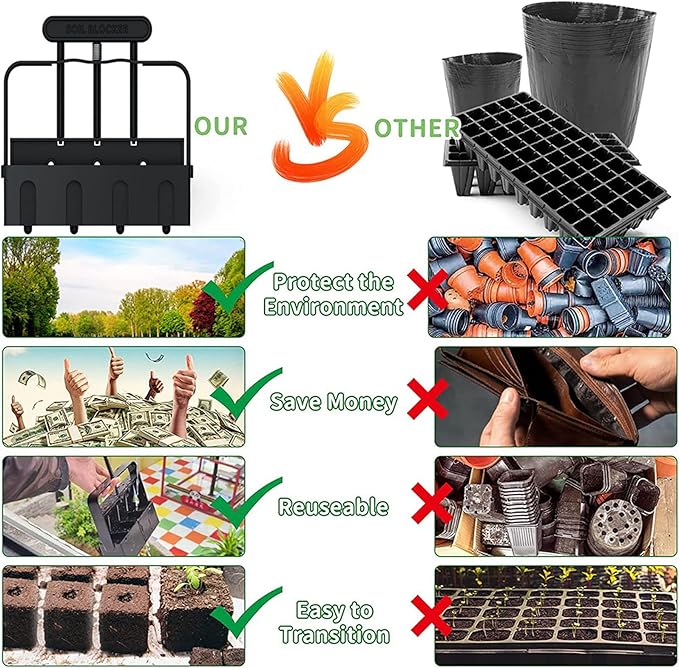 Pssopp Soil Blocking Tool Soil Block Maker 4 Cells Top Hill Soil Blocker Quad Soil Blocker Set for Outdoor Garden Seed Plants