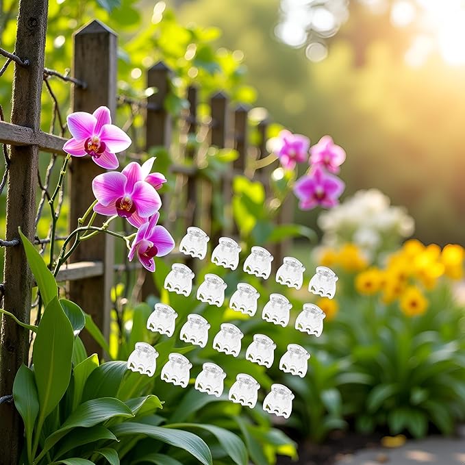 50 Pcs Plant Orchid Clips Flowers Support Clear Fixer for Garden Vine Stem Plants Climbing Clasp Transparent 6 Claws Orchid Clips Plastic Butterfly Plant Support Structures,Plant Support Garden Stakes