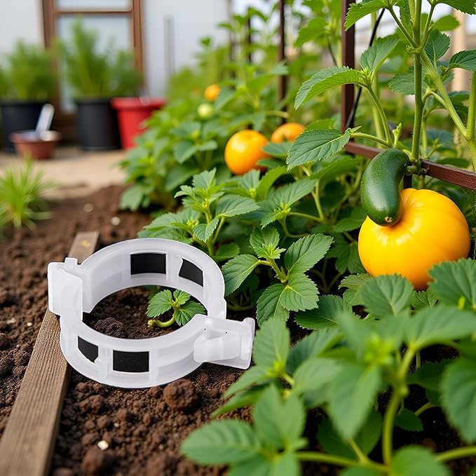 100Pcs White Plastic Trellis Clip Plants Support Clips, Tomato Clips, Plants Support Structures, Cages Plants Vine Vegetable Fastening Clip Grafting Tools Make Plants Grow Upright