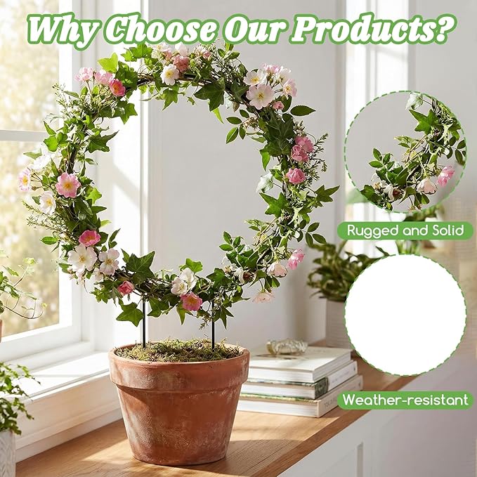 3 Pack Small Round Metal Plant Trellis, 11 Inch Black Iron Trellis Climbing Plants Indoor Outdoor Plant Support for Potted Vines Flowers
