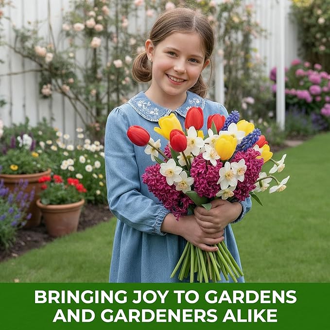 Dutch Bulbs Spring Border Flower Bulb Collection (50 Bulbs) Exclusive Mix from The Netherlands, Hardy and Perennial for The Garden, pots (Large Bulbs, no Seeds, not Artificial)
