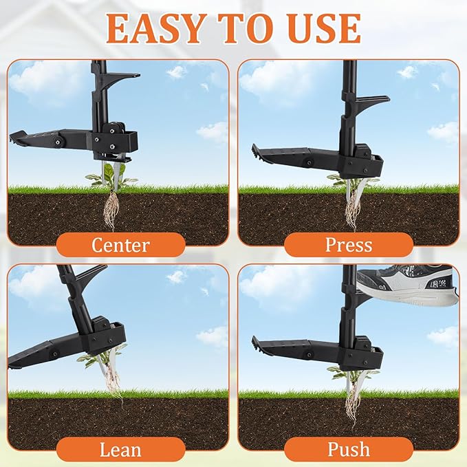 Weed Puller Tool with Long Handle, 43Inch Stand Up Weeder Hand Tool, Easily Remove Weeds Without Bending, Kneeling