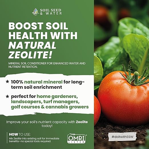 Soil Seed & Water Zeolite Soil Conditioner – Natural Minerals for Water Retention, Nutrient Exchange, and Drainage - Home Garden - OMRI Listed