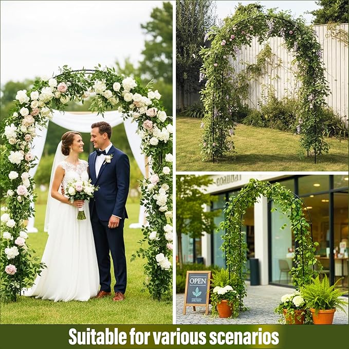 Metal Pergola Arbor 7'6"Wide x 6'5'High/4'6"Wide x 7'10"High,Assemble Freely 2 Sizes,Wide Wedding Garden Arbor Bridal Party Decoration Arbor