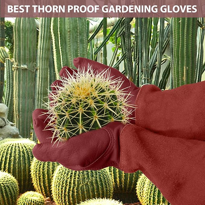 Long Gardening-Gloves Women/Men-Thorn proof Rose Pruning Heavy Duty Gauntlet, Best Garden Gifts for Gardener-L