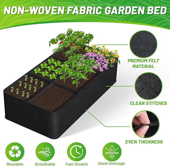 GREANER Fabric Garden Bed, Large Thickened Raised Beds for Gardening Vegetables, Rectangle Garden Grow Bed Bags for Growing Potatoes Carrots Chillies Tomatoes Strawberry Onion