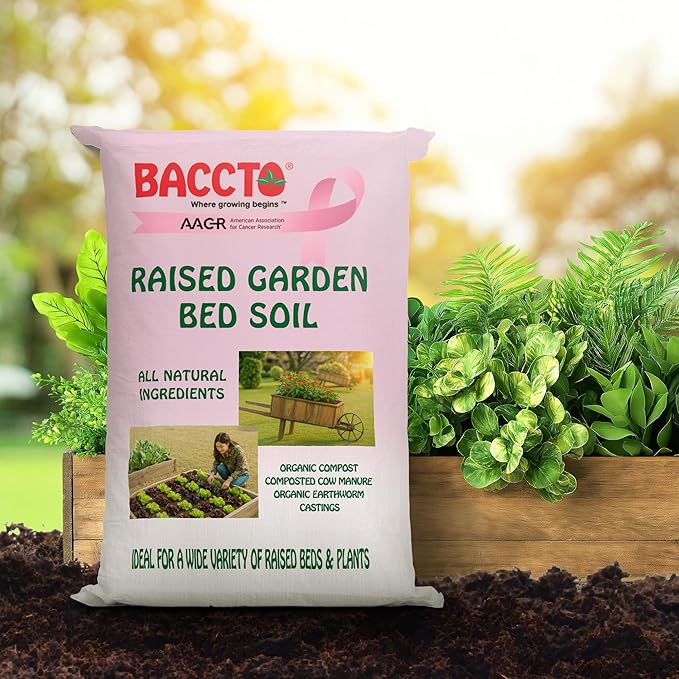 Michigan Peat Company BACCTO Raised Bed Soil with Organic Compost, Manure, & Earthworm Castings for All Plant Types, 1.5 Cubic Feet