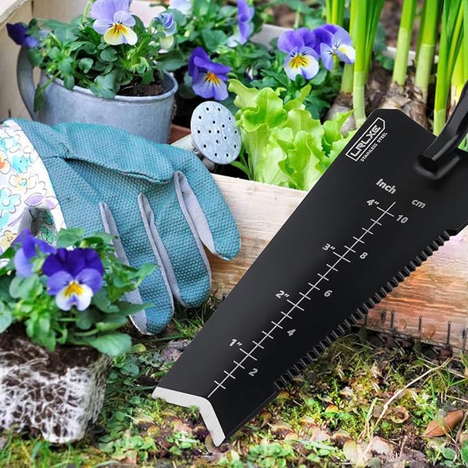 Heavy Duty Stainless Steel Garden Trowel, Serrated Edge Root Cutter, All-Purpose Hand Shovel Ideal for Digging, Weeding, Transplanting, Planting Bulbs and Soil Scooping (Red)