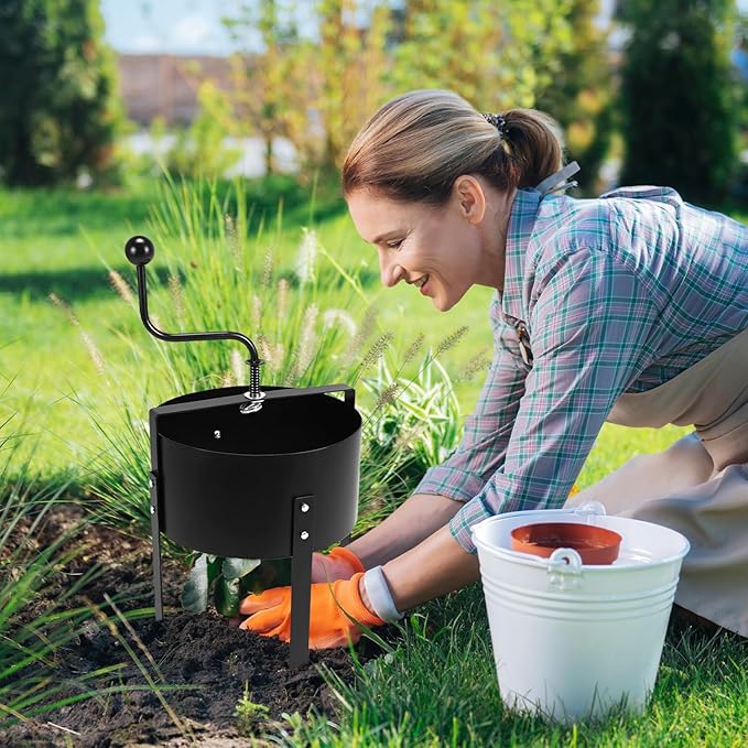 QWORK 13" Rotary Soil Sifter Compost Sieve, Efficient 1/5 Inch Mesh,Durable Construction