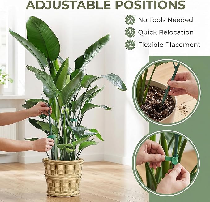 10 Pack Stackable Plant Support Stakes, Adjustable Mini Trellis for Potted Plants, Monstera Plant Support for Indoor Outdoor, Twig Trellis for Flowers & Climbing Vines, Green, 11.02 Inch