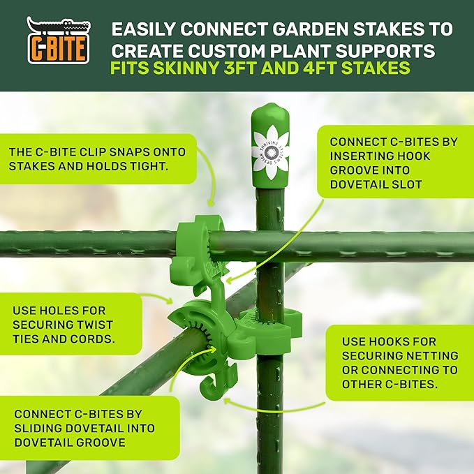 Plant Support Clips for Trellis, Garden Stakes, Wire Fence, Climbing Plants, Indoor Gardening, Hydroponics Systems, and Vines | Durable Gardening Clips (Sublime Lime Green - 26 Pack)
