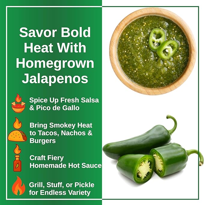 TKE Farms & Gardens - Jalapeno Pepper Seeds for Planting, 100+ Heirloom Non-GMO Seeds, Indoor & Outdoor Vegetable Garden, Perfect for Salsa & Hot Sauce