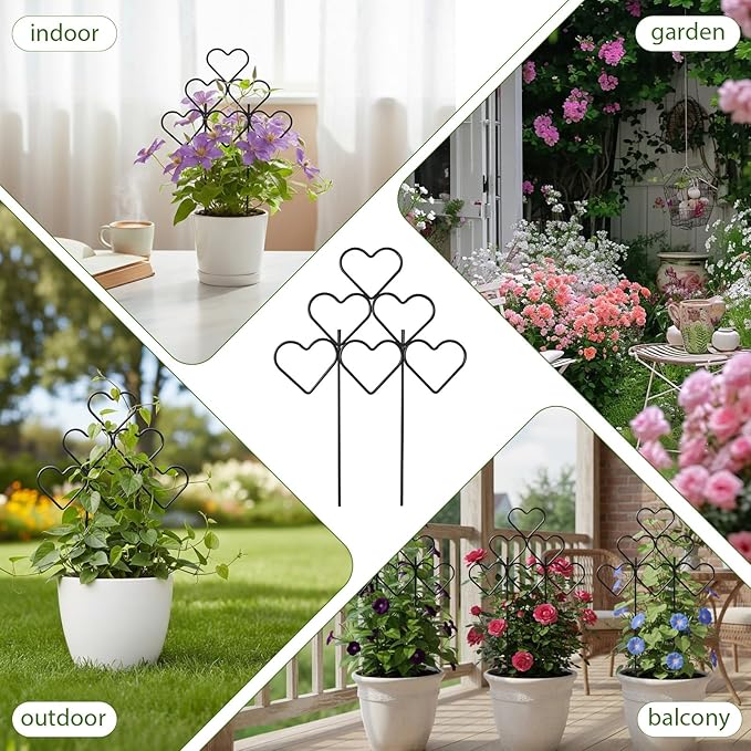 ZOUTOG 12 Pack Trellis for Climbing Plants Outdoor 15 Inch,Rustproof Metal Garden Trellis for Potted Plants,Sturdy Houseplant Support Indoor Outdoor for Ivy Pothos Monstera Hoya Flower Vine