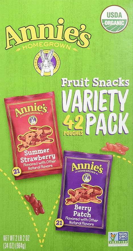 Annie's Homegrown Homegrown Fruit Snacks Variety Pack Net Wt (42 Pack 0.8 Oz Net Wt 34 Oz )