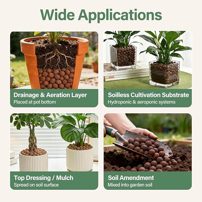 Halatool 4LB Leca Clay Pebbles for Plants 4mm-16mm Lightweight Clay Balls Hydro Balls for Aquarium Potted Plants Hydroponic Growing Gardening Orchids Drainage Decoration Aquaponics