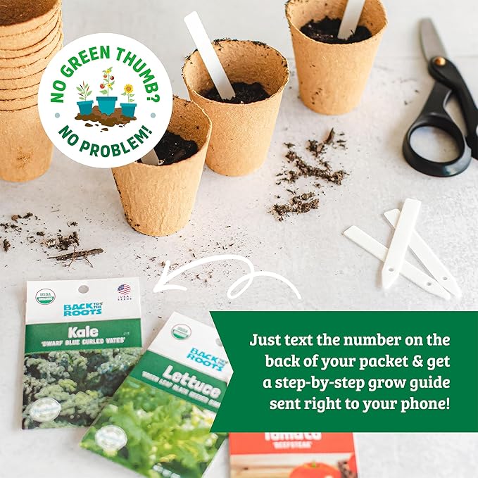 Back to The Roots Heirloom Organic, Non-GMO & USA Grown Seeds, 30ct Herb, Fruit, and Veggies, Assortment May Vary, Guaranteed to Grow