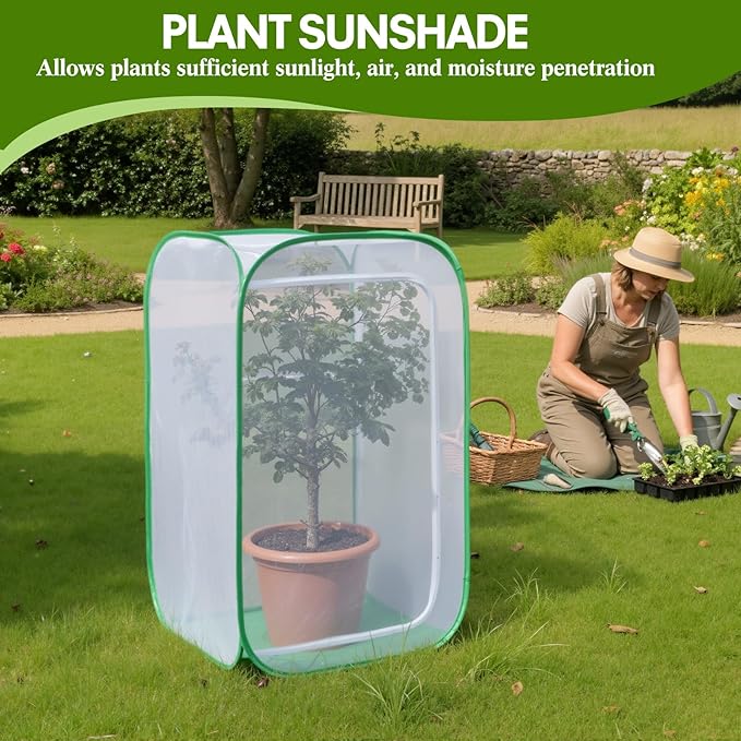 2 Pack Mesh Plant Covers 28 x 28 x 48 Inch Tomato Crop Netting Cage Garden Tents for Plant Protection from Insects Animals Outdoor Tall Crop Cage for Fruit, Vegetables, Flowers and Herbs