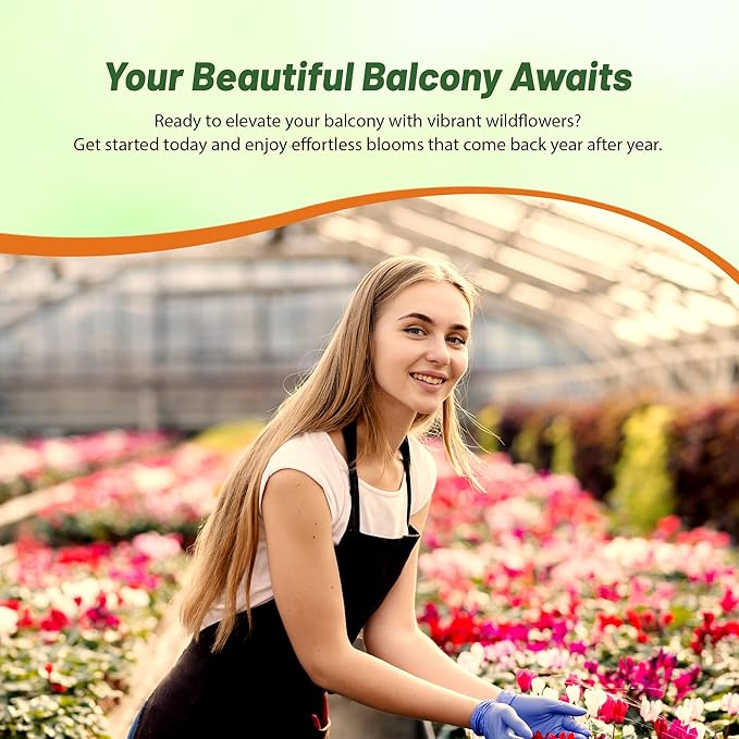 Outsidepride Balcony Wild Flower Seed Mix - 10,000 Seeds, Windowsill-Friendly Annual & Perennial Flower Seeds for Small Spaces, Easy-to-Grow Variety, Ideal for Balcony Gardens & Urban Flower Beds