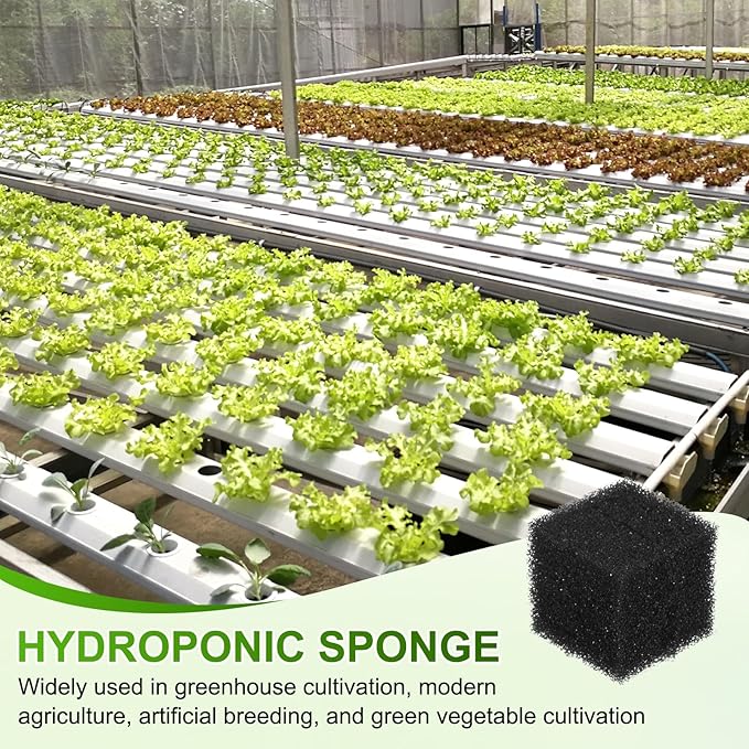 96-Pack Hydroponics Sponges, 0.98 Inch Growing Media Square Sponges for Planting Gardening Tool/Grow Seedlings/Home Vegetable Flower, Soilless Cultivation Seedling [Black]
