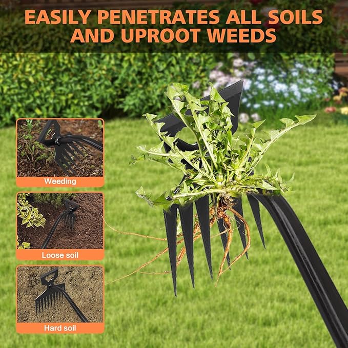 2025 New Weed Remover Tool, Multifunctional Hand Weeder Tool, Portable Garden Weeding Tools, Weeding Artifact Uprooting Weeding Tool for Yard and Garden (6 Tines)