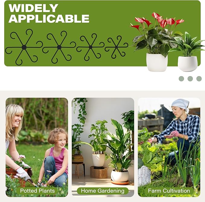 24pcs Plant Stem Support, Unique Design Stem Supports for Indoor Plants, Monstera Plant Support for Thriving Growth, 4 Sizes Climbing Houseplant Stem Holders, Reusable Plant Accessories