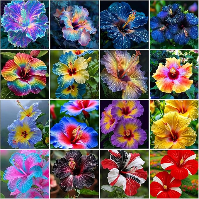 115+ Mixed Perennial Hibiscus Flower Seeds for Planting - Fresh Hardy Hibiscus Exotic Plant Bonsai Seeds Non-GMO Heirloom for Multi-Colored Flower Home Garden Outdoor