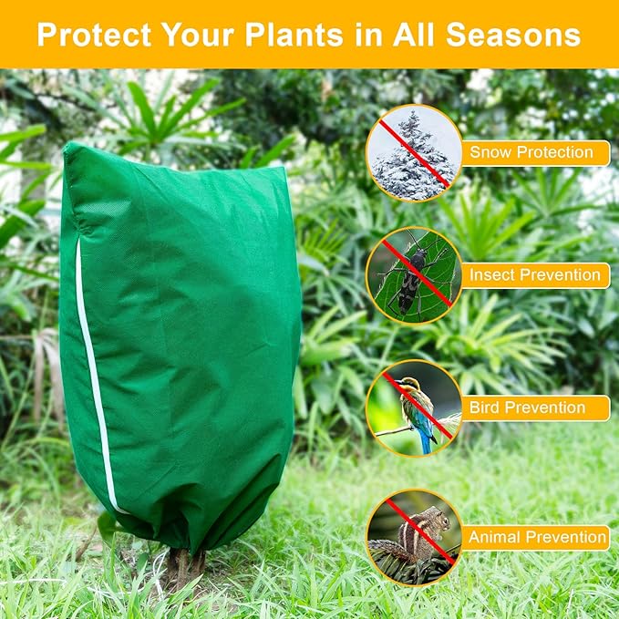 86.6" W X 97.5" H Plant Covers for Winter Freeze Protection, Frost Protection Covers for Outdoor Plants, 2.2 oz/yd² Tree Covers with Double Zipper Heads & Drawstring Design for Winter, 1 Pack