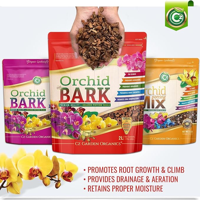 Orchid Potting Bark - Made in USA Premium Garden Soil Amendment Mix for Proper Root Development of Phalaenopsis, Cattleyas, Indoor/Outdoor Plants, Reptile Terrarium Bedding & More! (Mini Fir Bark)