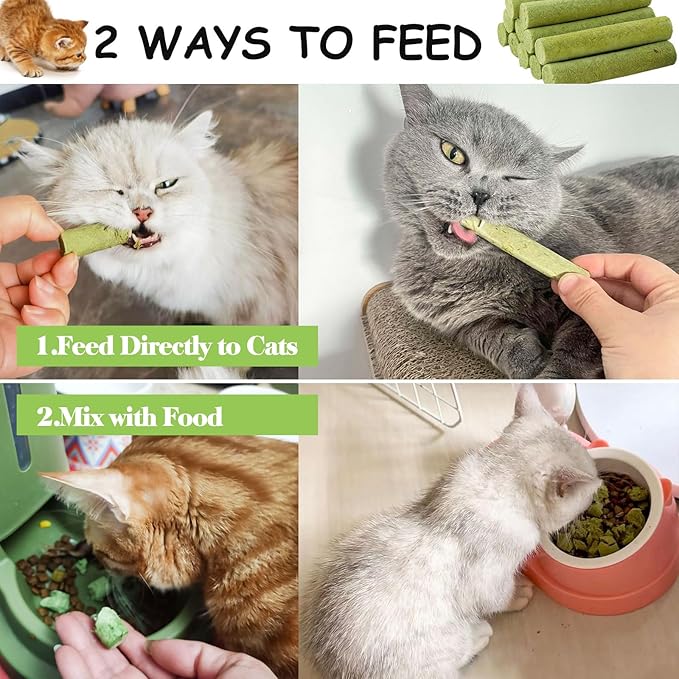 Petllgood 30g Cat Grass Sticks, Freeze Dried Cats Grass Teething Stick, Edible Cat Chew Toy for Teeth Cleaning Dental Health and Hairball Removal