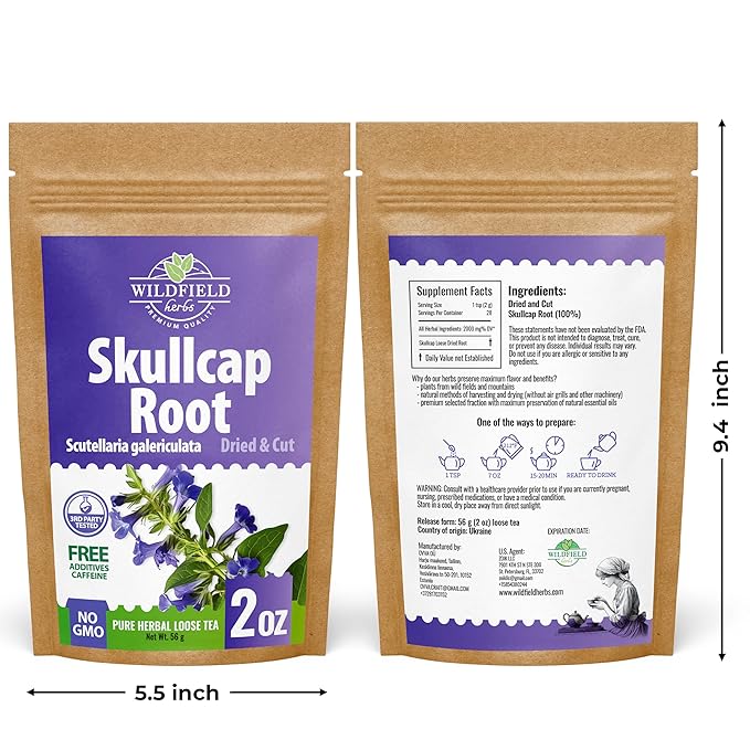 2 oz. Skullcap Herbal Tea (Scutellaria) – 56g Dried Skullcap Herb Tea Escutelaria
