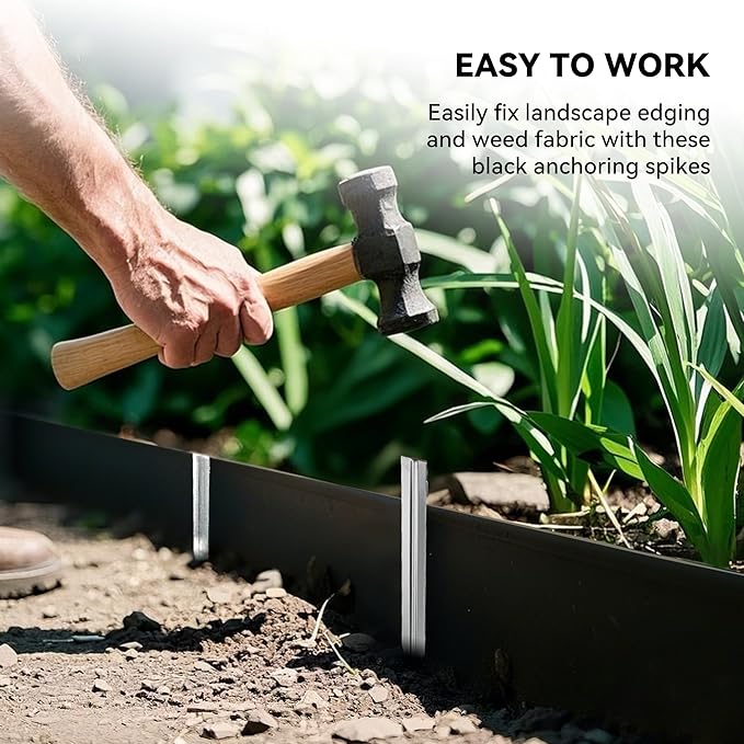 Worth Landscape Edging Stakes, 13Pcs 12Inch Corrugated Metal Garden Stakes Galvanized Steel Bender Board Anchoring Spikes, Silver